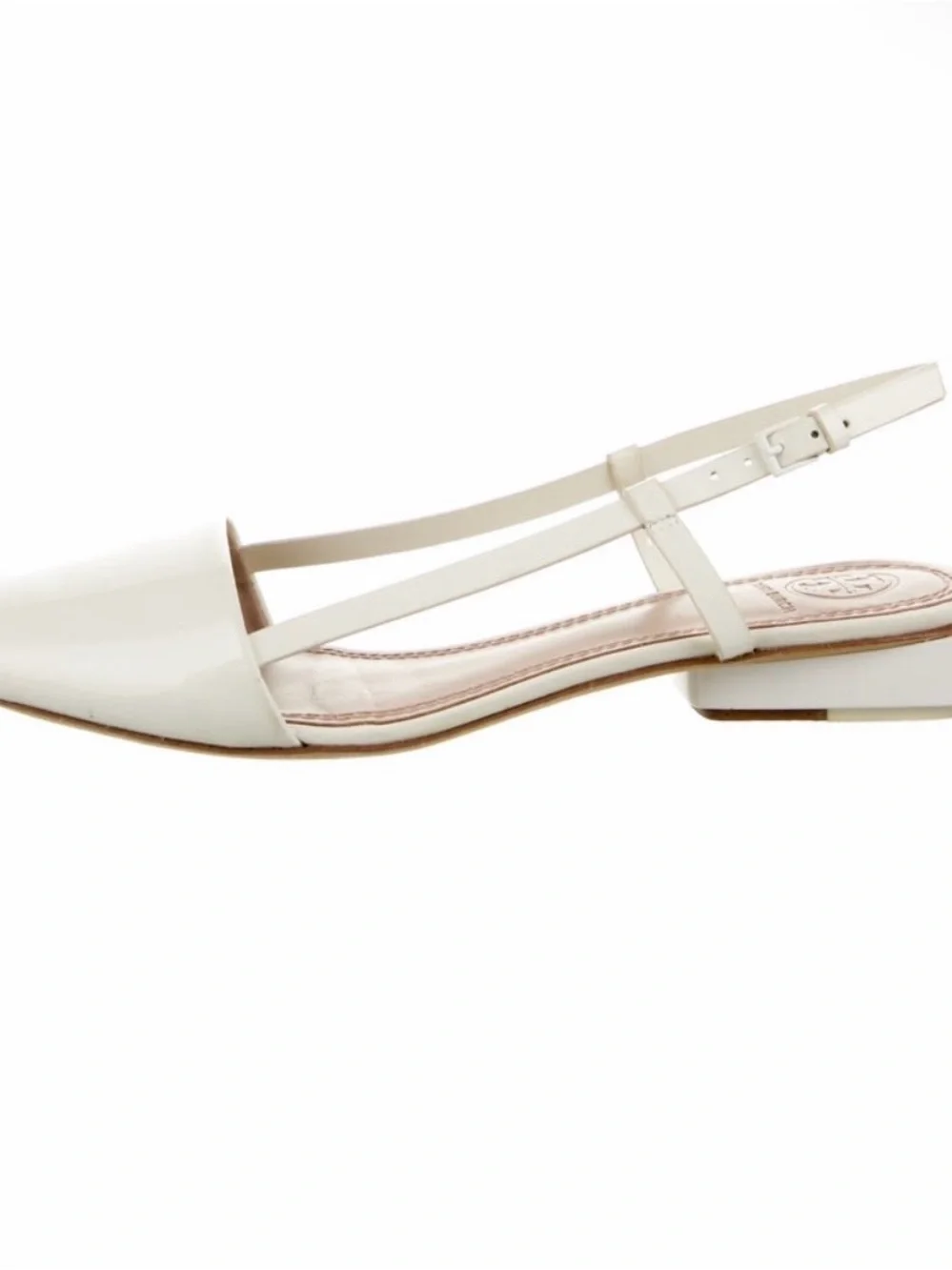 Tory Burch White Patent Open-Toe Slingback Sandals